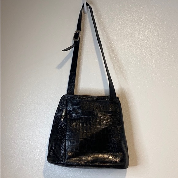 Longchamp Croc Roseau Side Zip Toggle Shoulder Bag - Picture 2 of 16